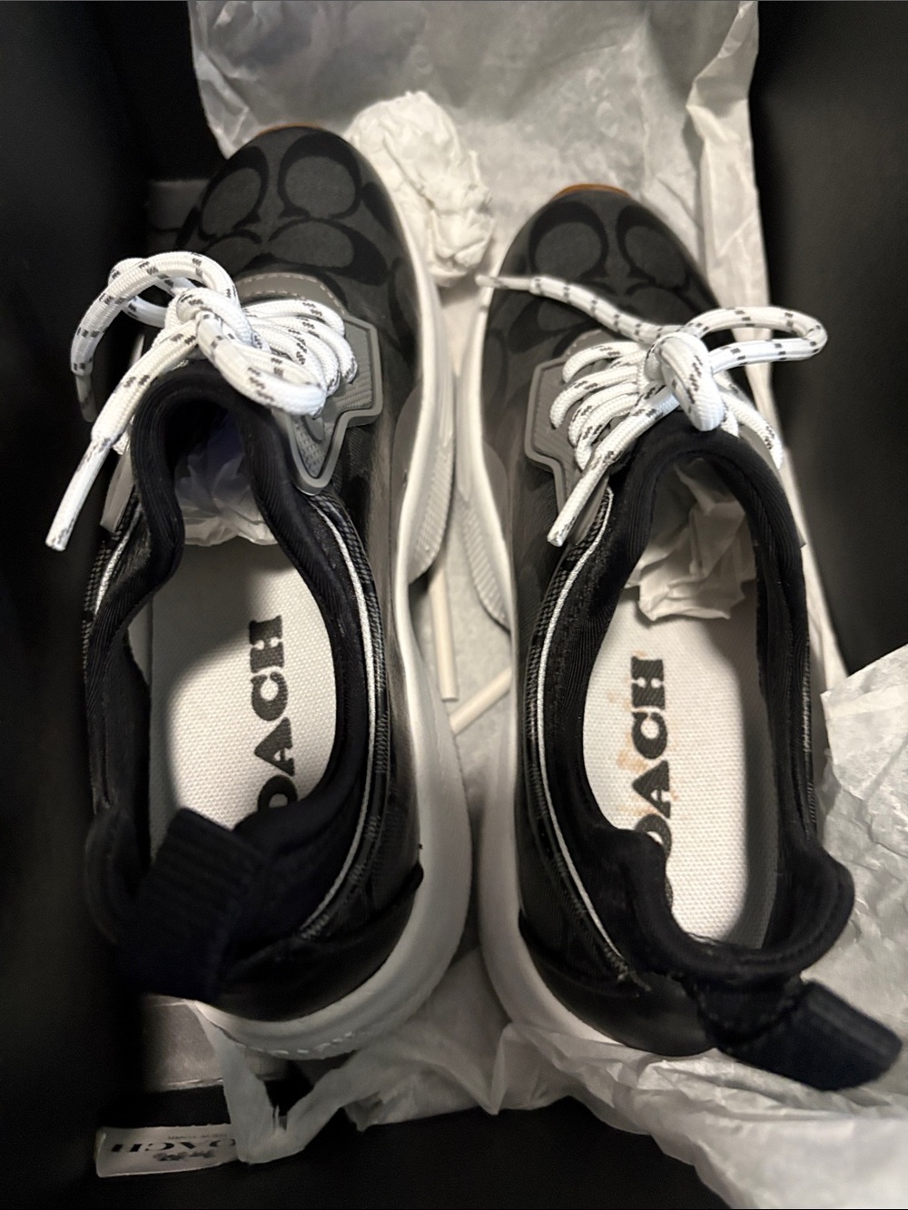 Coach Black and White Logo Runner Sneakers